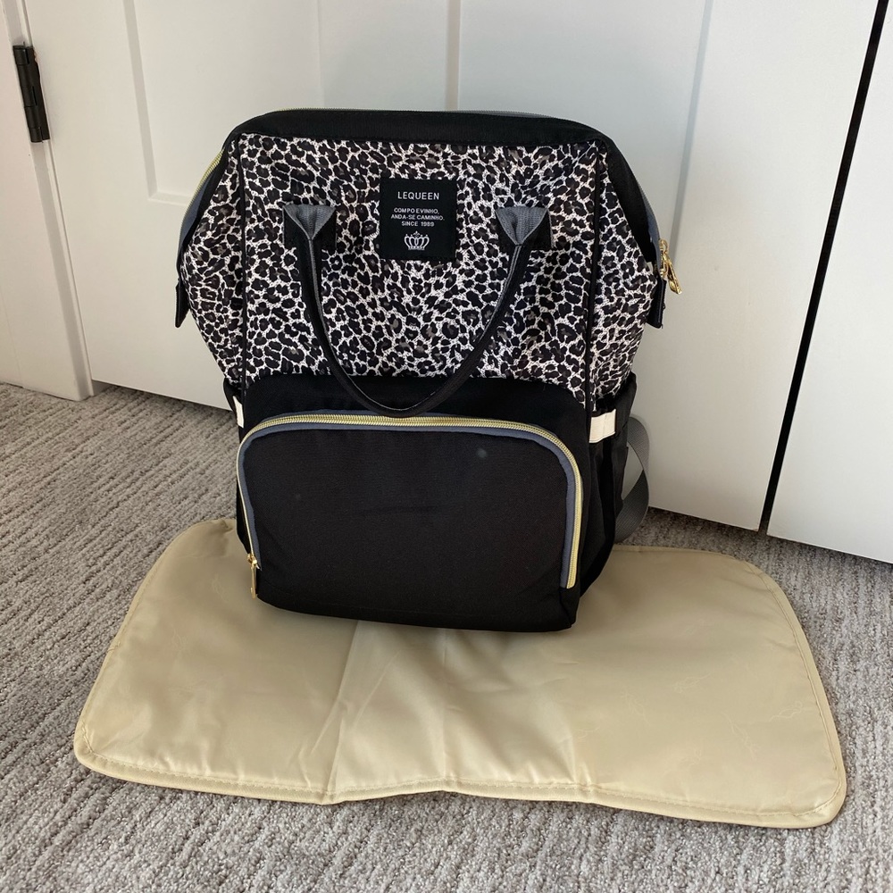 Leopard backpack diaper bag